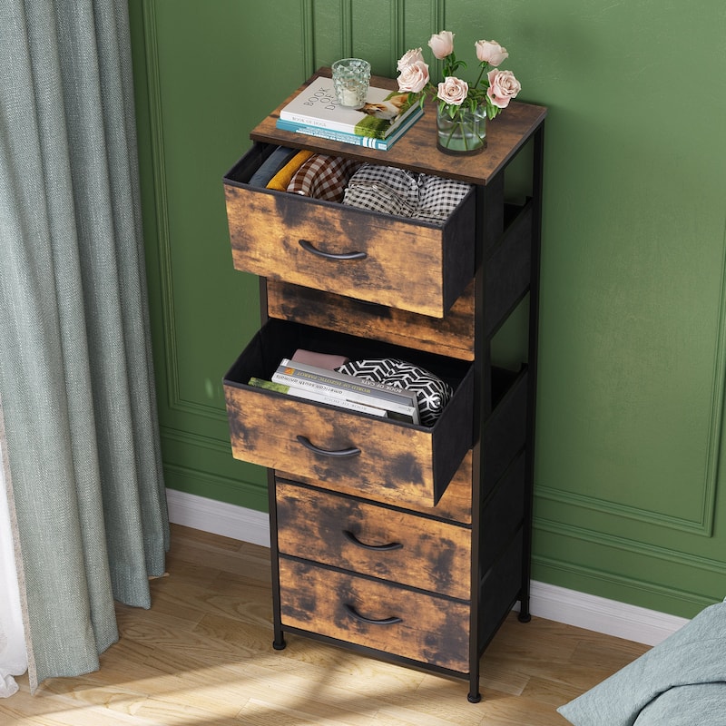 Crestlive Products 6 Drawers Vertical Dresser Storage Tower with Wood Top
