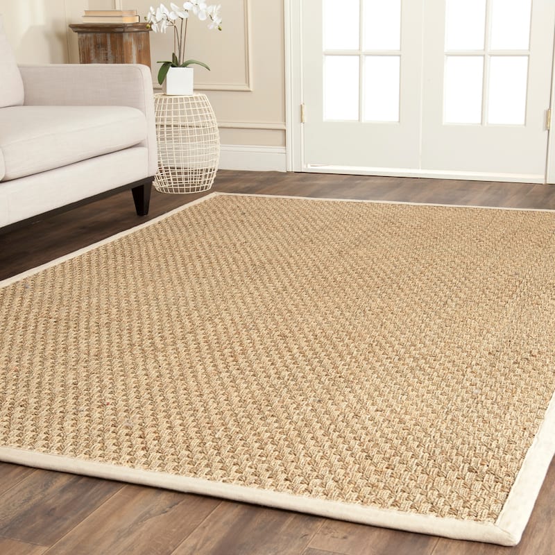 SAFAVIEH Natural Fiber Marina Basketweave Seagrass Rug - 9' x 12' - Natural/Ivory