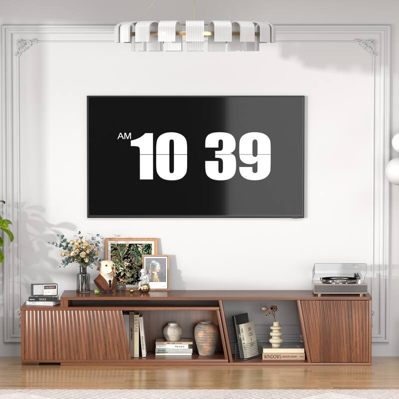 Gymojoy Extendable Adjustable Length 70.9"-106.2" TV Stand for 85-110 Inch Entertainment Center,Retractable Media Console Table.