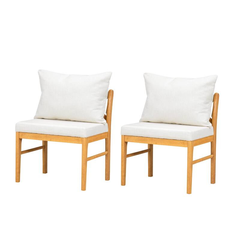 Farmhouse Modern Dining Chairs Set of 2, with Tapered Solid Wood Legs - Natural+White