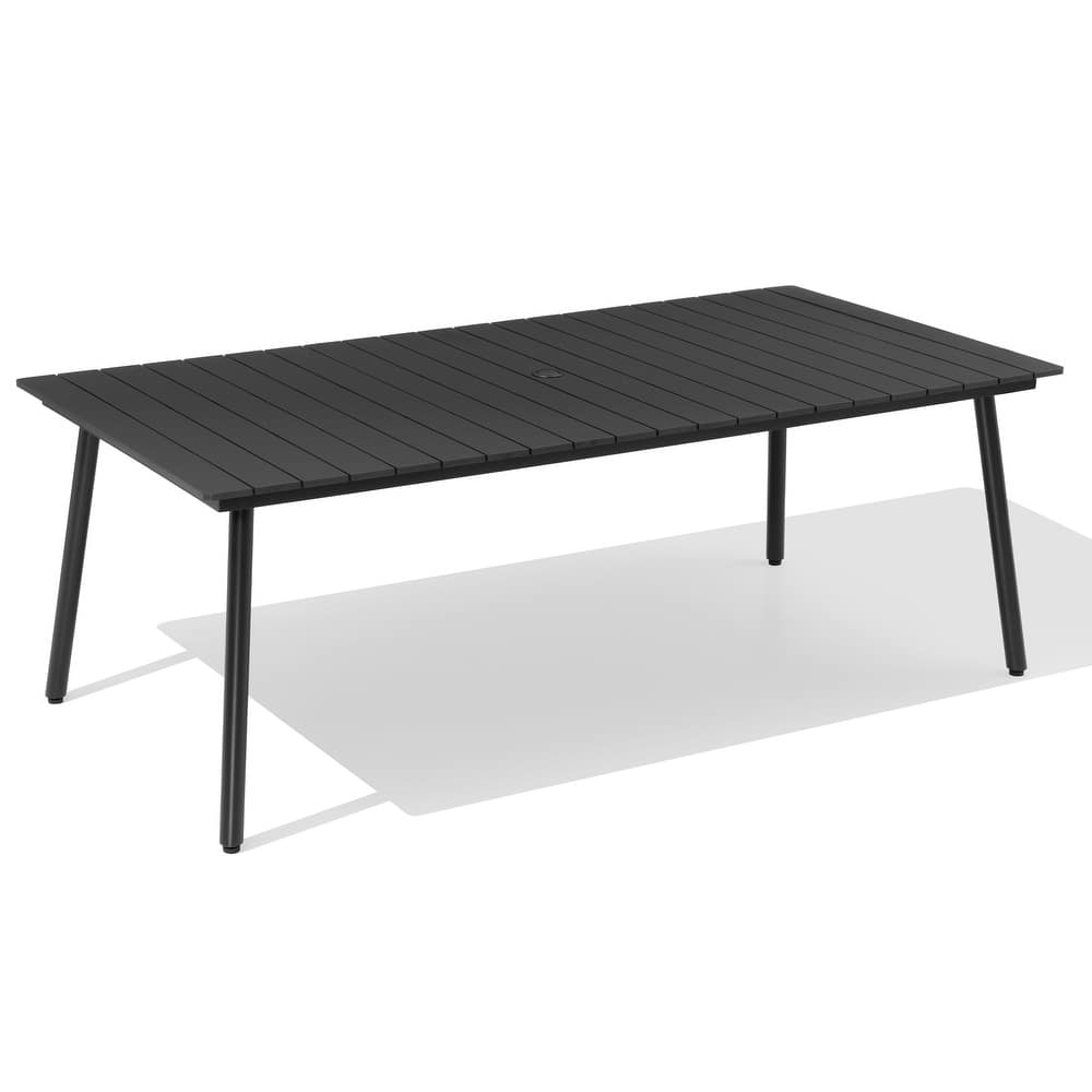 Outdoor Patio Rectangle Aluminum Dining Table with Umbrella Hole