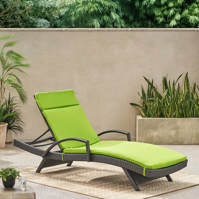 Salem Outdoor Chaise Lounge Cushion by Christopher Knight Home - Green
