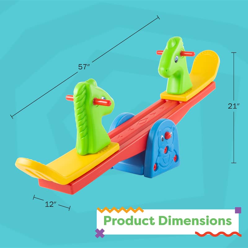 Seesaw – Teeter Totter Backyard or Playroom Equipment with Easy-Grip Handles for Toddlers and Children- Rocker Toy by Hey! Play!