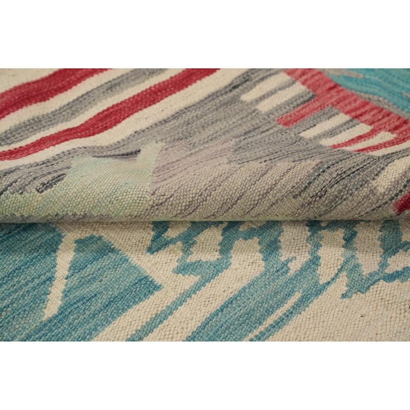 Hand Woven Southwestern Wool Multi-Colored Geometric Area Rug - 12' 10'' X 9' 7''