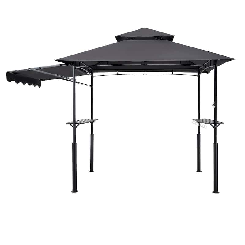 8x5 FT Outdoor Grill Gazebo with Double Tier Roof and UV Protection Canopy and Steel Frame Shelter - 95.67” x 59.06” x 98.43”
