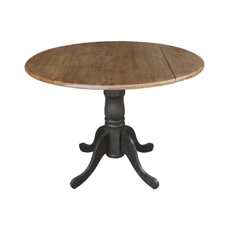 42" Dual Drop Leaf Pedestal Dining Table with Madrid Ladderback Chairs - Dining Set
