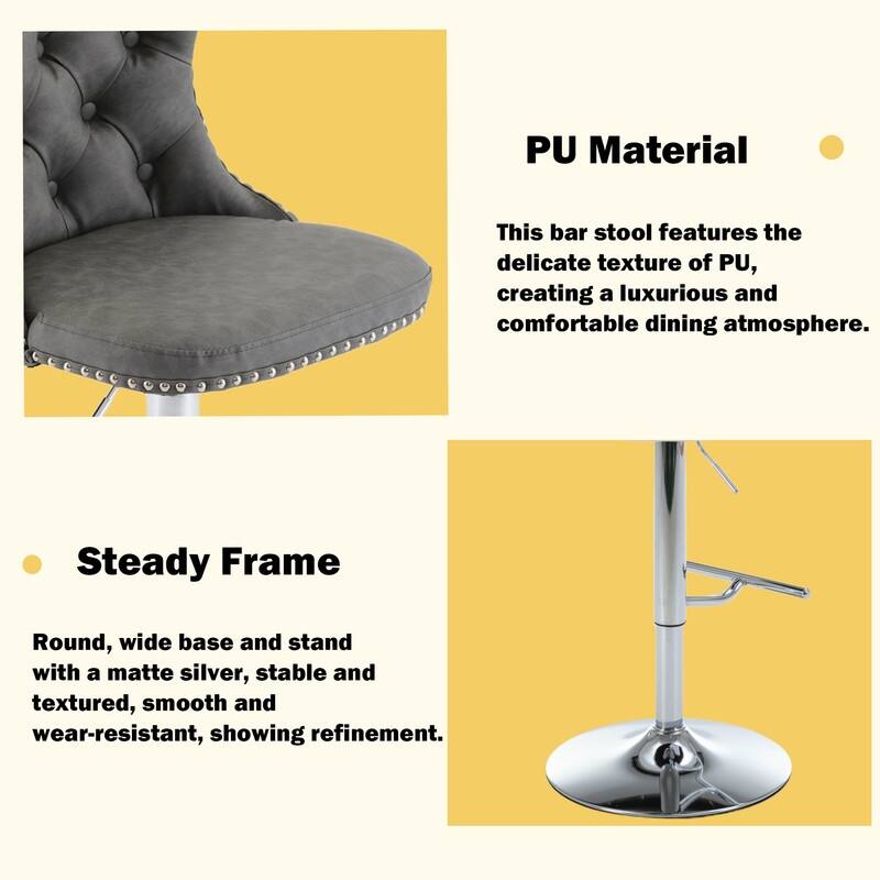 Swivel Foam Barstools Adjusatble Seat Set of 4