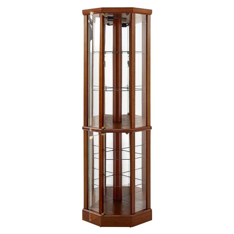 6 Shelf Lighted Display Cabinet with Adjustable Shelves (No E26 Bulb)