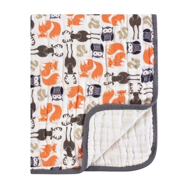slide 1 of 1, Hudson Baby Infant Boy Muslin Tranquility Quilt Blanket, Forest, One Size - Forest - One Size One Size - Forest