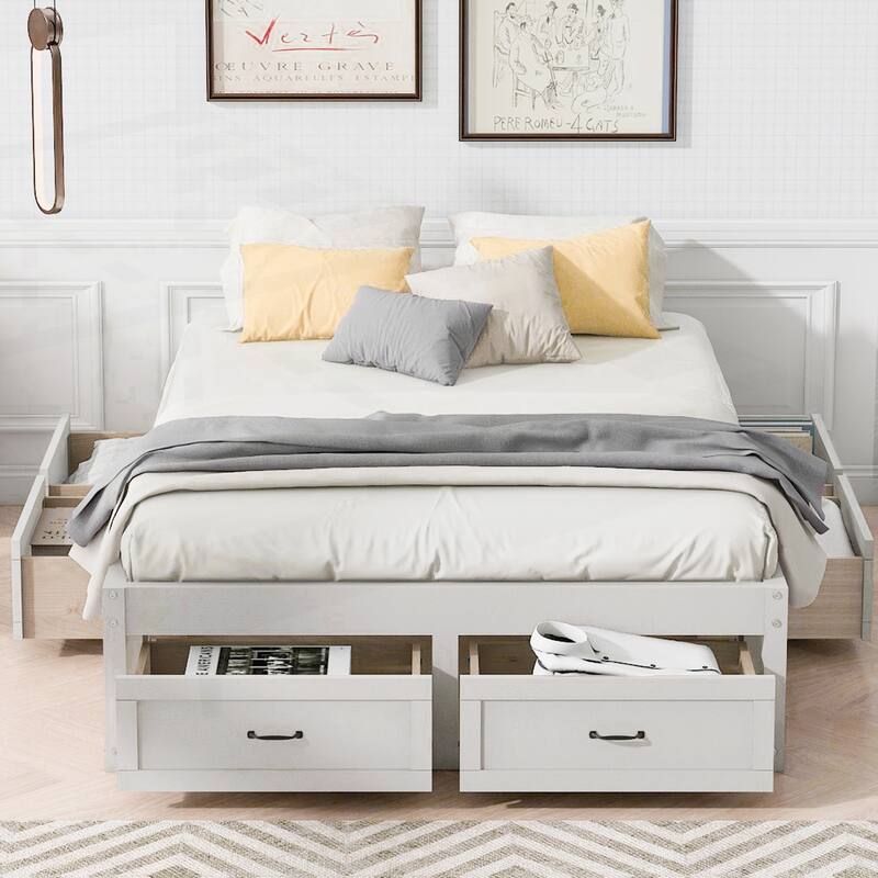 Sophisticated Platform Bed with Abundant Storage and Stylish Design