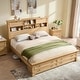 preview thumbnail 1 of 66, Farmhouse Bed Frame with 54" Tall Storage Bookcase Headboard Oak - King