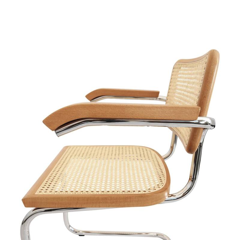 Breuer Chair Company Marcel Breuer Cesca Cane Cantilever Armchair Arm Chair w/ Chrome Steel Frame (Various Wood & Cane Colors)