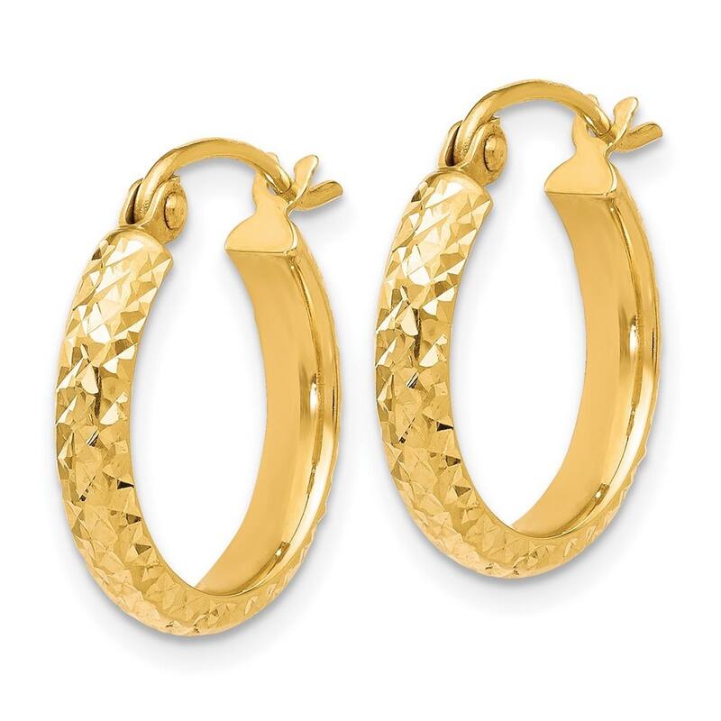 Curata 10k Yellow Gold Textured Hinged Hoop Earrings - 16x2.8mm
