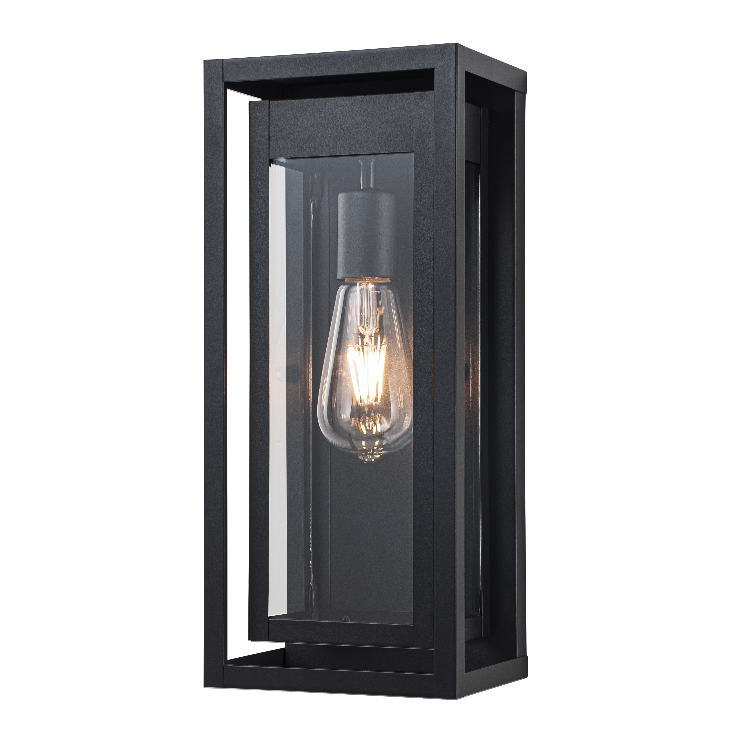 C Cattleya 1-Light Matte Black Outdoor Wall Sconce with Clear Glass Shade