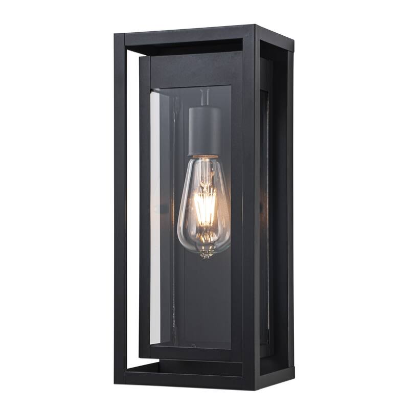 C Cattleya 1-Light Matte Black Outdoor Wall Sconce with Clear Glass Shade - Matte-Black