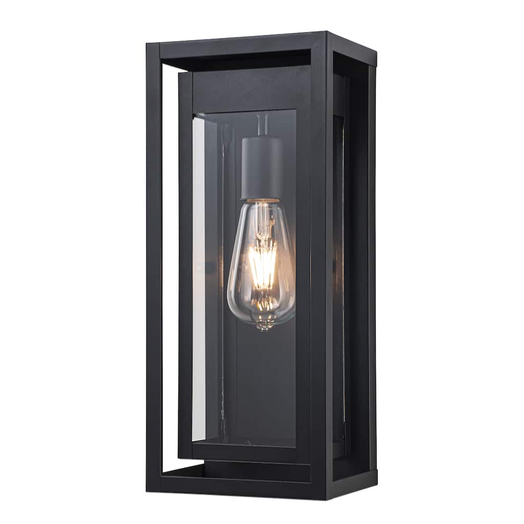 C Cattleya 1-Light Matte Black Outdoor Wall Sconce with Clear Glass Shade