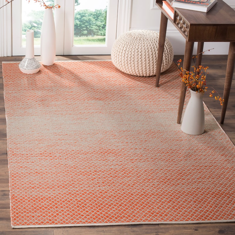 SAFAVIEH Handmade Flatweave Montauk Geert Cotton Rug - 6' x 9' - Orange/Ivory