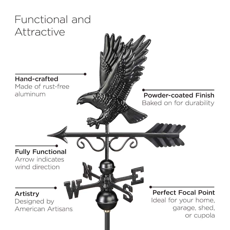 Majestic Eagle Weathervane 1979K- Black Finish by Good Directions