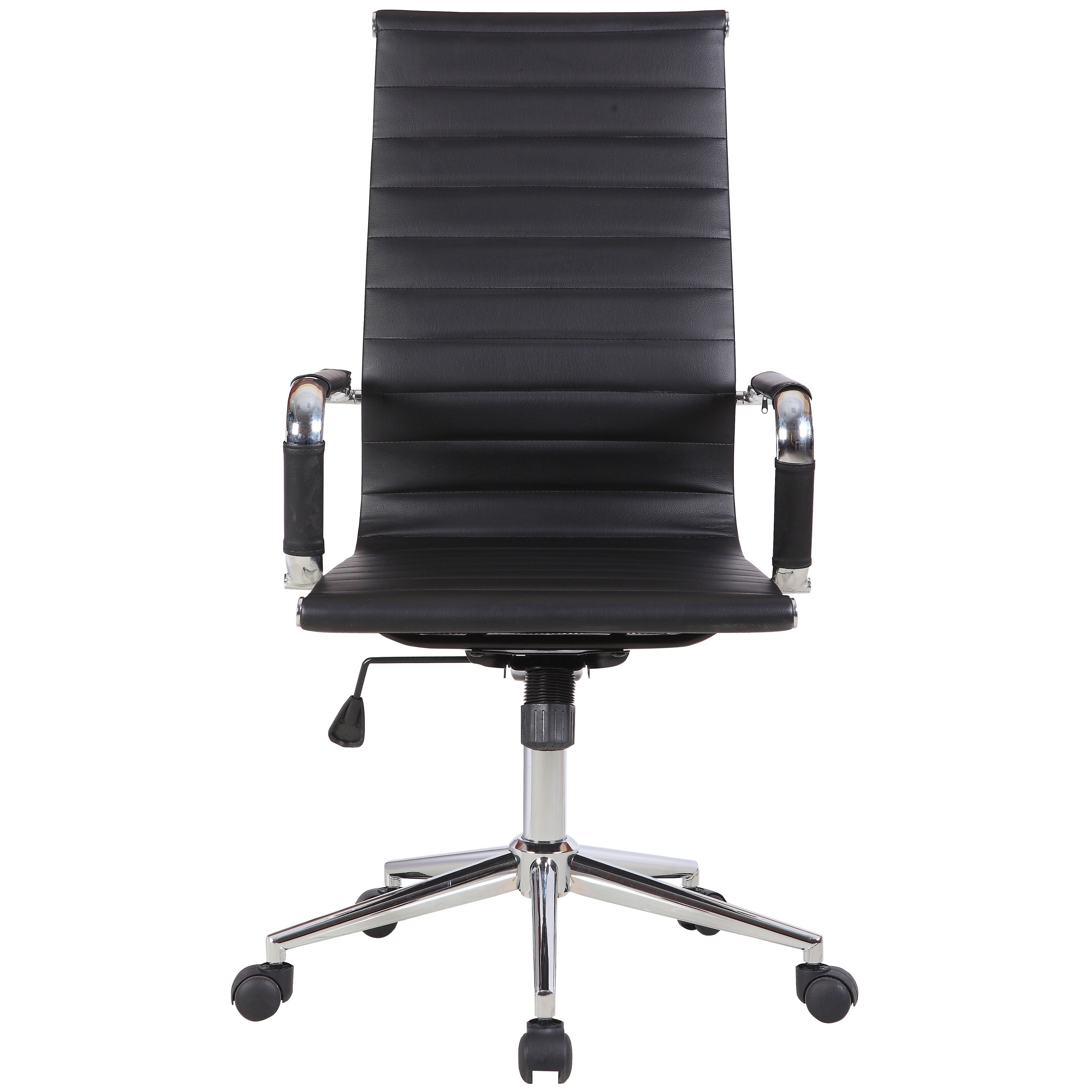 Designer High Back Ribbed Leather Computer Office Reception Chair 