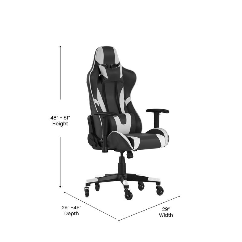 Office Gaming Chair with Roller Wheels & Reclining Back