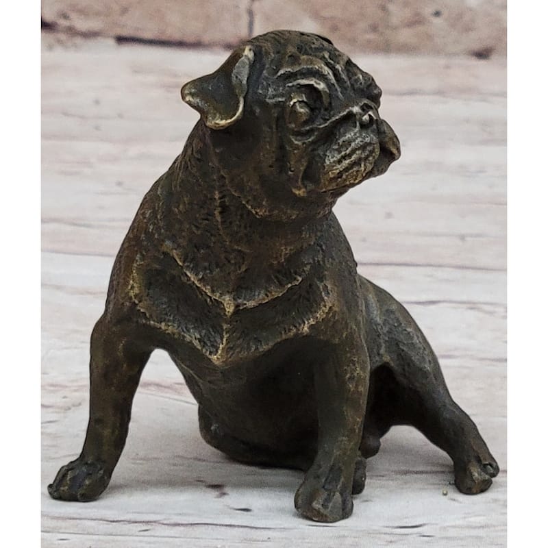 Pug Imitative Dog Bronze Miniature Statue Sculpture Figure Original Art 4 Inches X 4 Inches