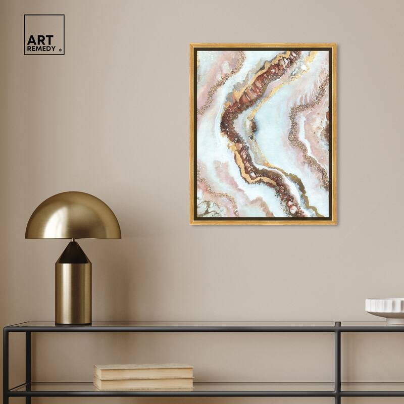 Art Remedy Blush Geode Framed Mineral, Agate & Geode 1 Piece Canvas Wall Art