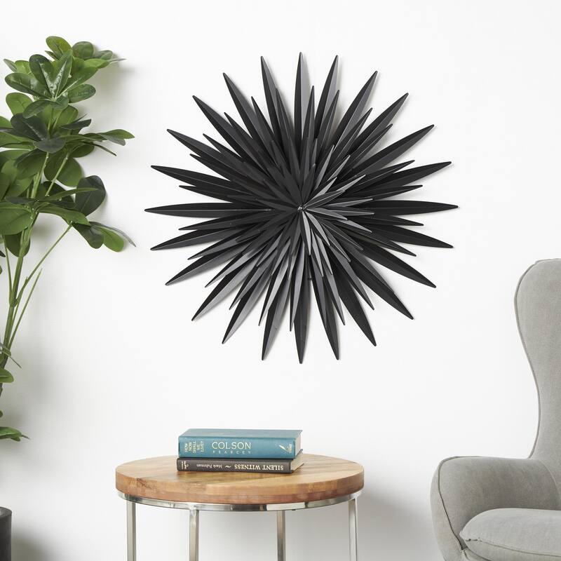 Metal Sunburst Large Layered 3D Home Wall Decor - Black - Roche River Decor