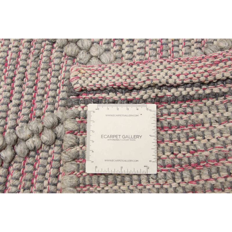 ECARPETGALLERY Braid weave Sienna Grey Wool Rug - 6'2 x 8'11