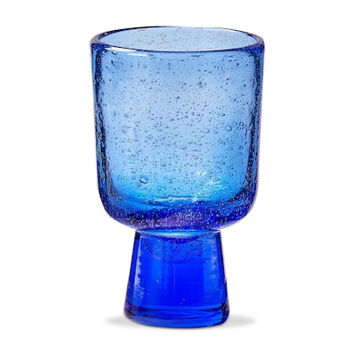 Bubble Glass Footed All Purpose Navy Drinkware - 10oz Dishwasher Safe Drinking Glasses, 5.25" H x 3" L x 3" W - Navy Blue