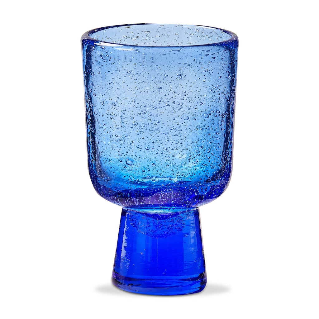 Bubble Glass Footed All Purpose Navy Drinkware - 10oz Dishwasher Safe Drinking Glasses, 5.25" H x 3" L x 3" W - Navy Blue