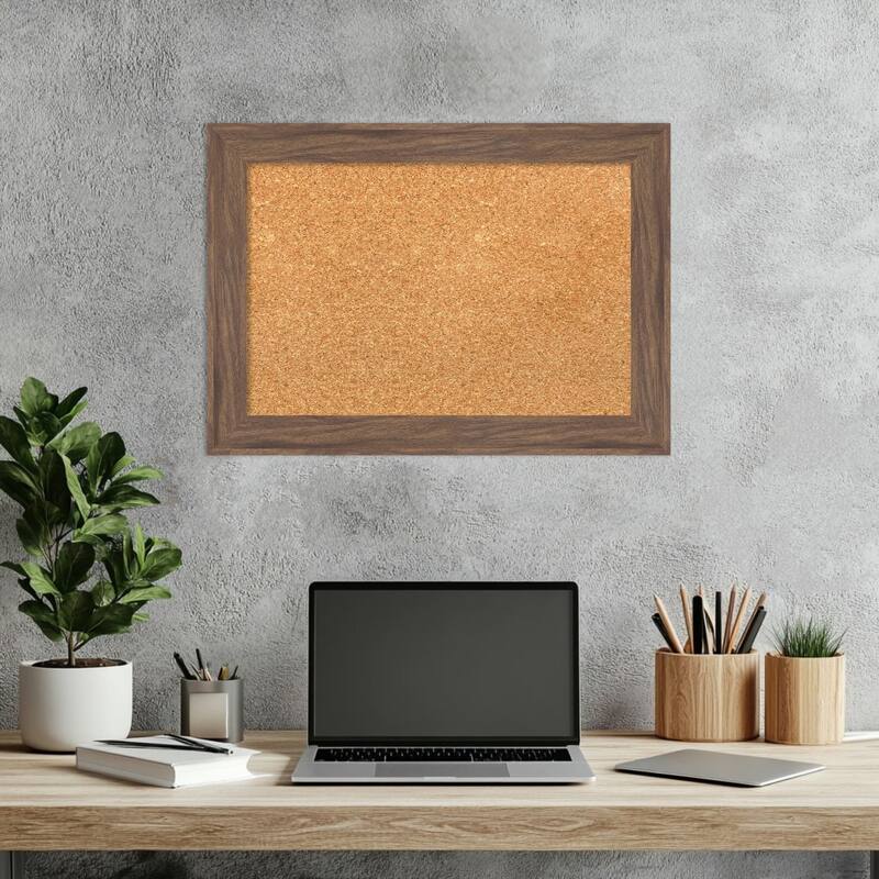 Pia Medium Brown Narrow Framed Cork Board - Bulletin Board, Organization Board, Pin Board