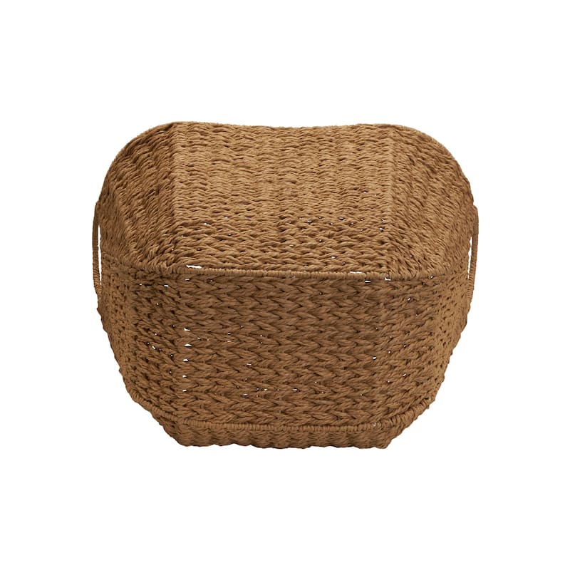 Household Essentials Woven Paper Rope Storage Basket with Handles - 14.2"L x 16.1"W x 17.3"H