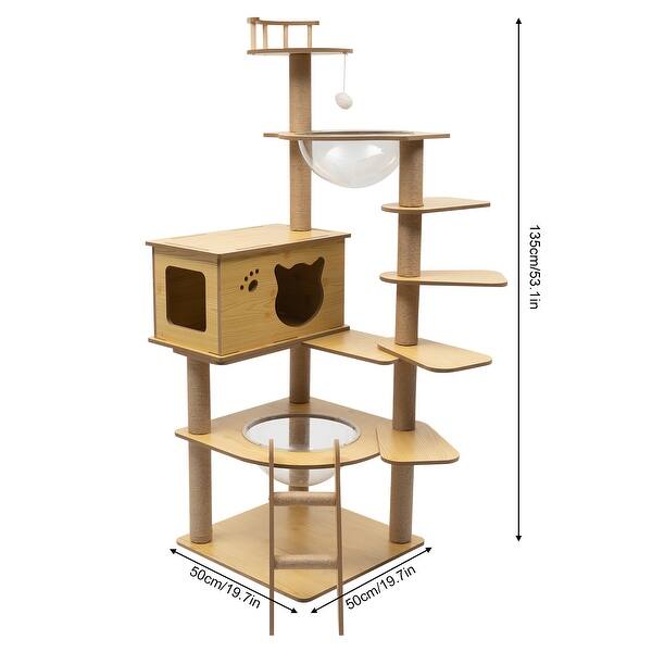 Osmon 53'' Tall Cat Tree Modern Cat Condo House Perched Bed Bath