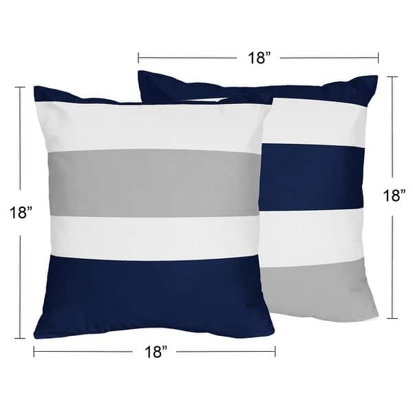 Sweet Jojo Designs Contemporary White and Navy Blue Modern Hotel Decorative Accent Throw Pillows Set of 2