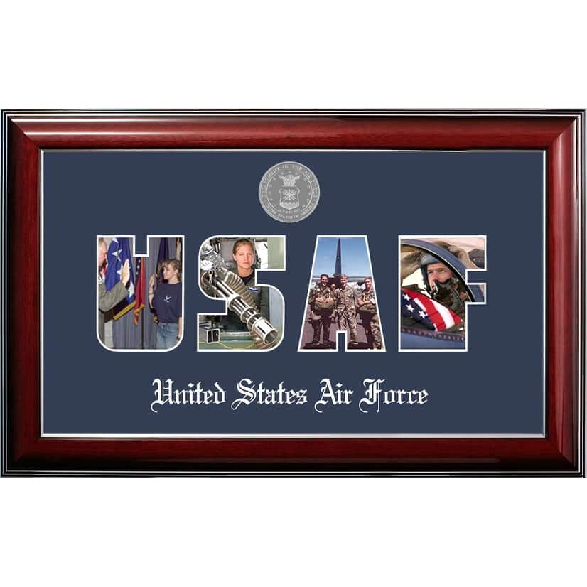 Patriot Frames Air Force Collage Photo Classic Black Frame with Silver Medallion