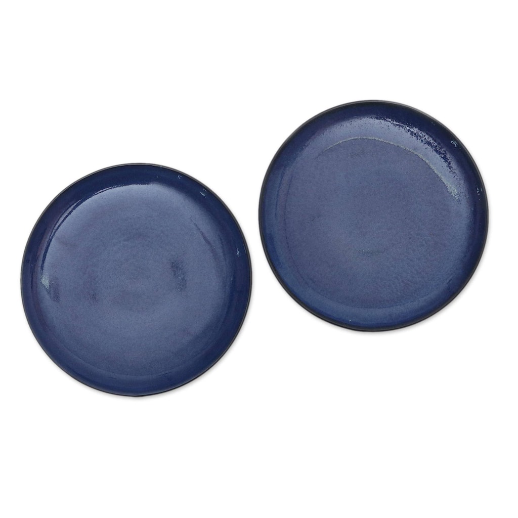 Novica Handmade Cobalt Cuisine Ceramic Salad Plates (Pair)