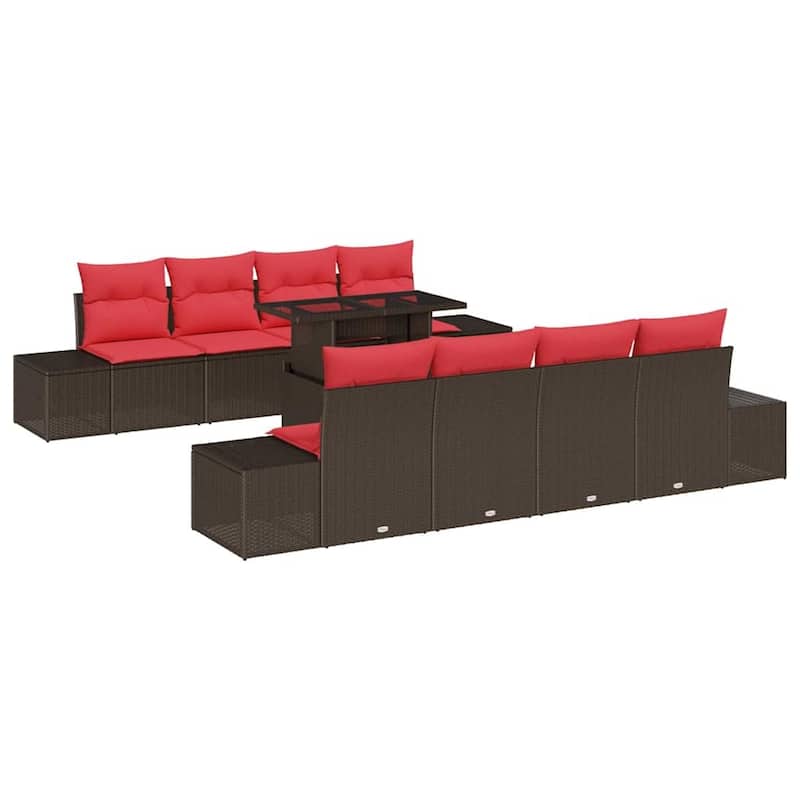 vidaXL 9 Piece Garden Sofa Set with Cushions - 115.8×24.4×27.2