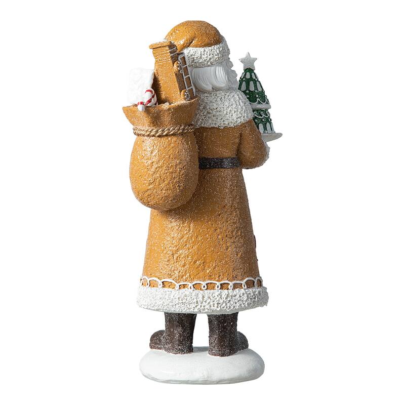 Glitzhome 11.5"H Resin Christmas Gingerbread Santa Table Decor Holiday Ornaments