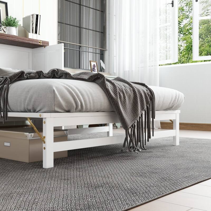 Murphy Bed Cabinet with Storage Drawer and Charging Station, USB Port