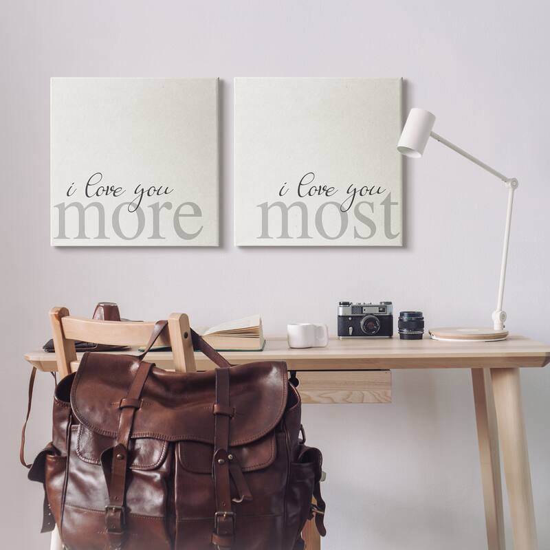 Stupell I Love You More Most Romantic Sentiment Typography 2 Piece Canvas Wall Art, Design by Daphne Polselli