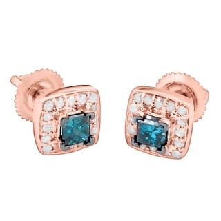 Princess Diamond Earrings Online At Our Best Prism Jewel 0 69ct G H I1 Princess Cut Blue Diamond And Side Back