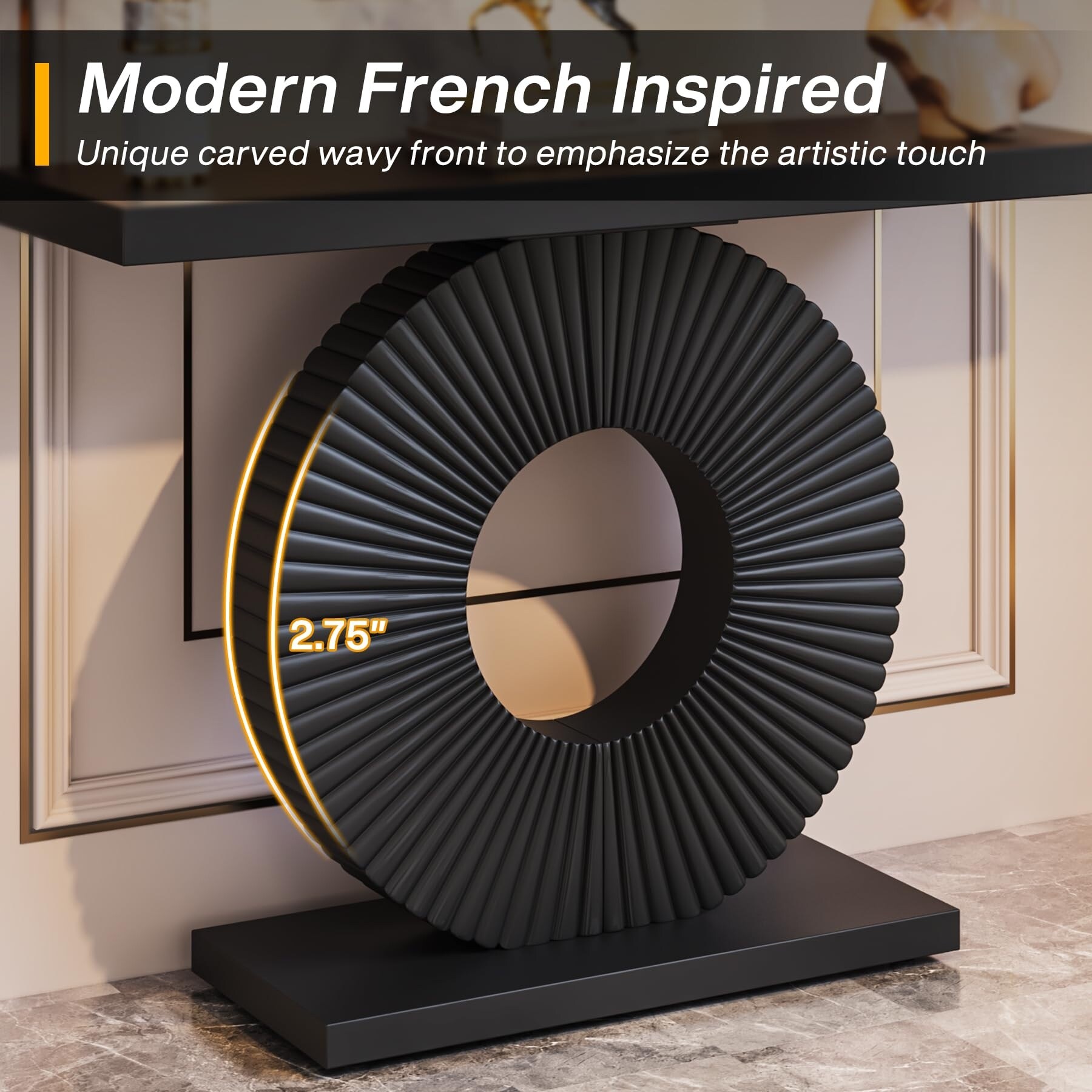 Modern Console Table with Geometric Base, 40 inch Wood Entryway