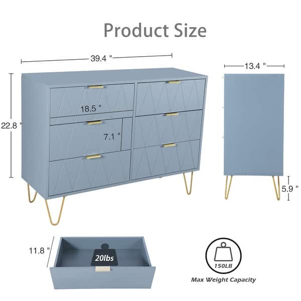 dimension image slide 0 of 12, 6 Drawer Dresser Drawer Chest Storage Cabinet Organizer