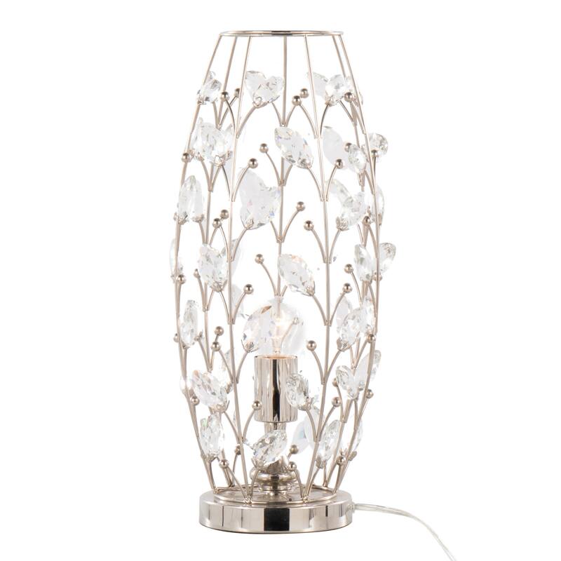 18.75" Polished Nickel Table Lamp W/ Clear Crystal