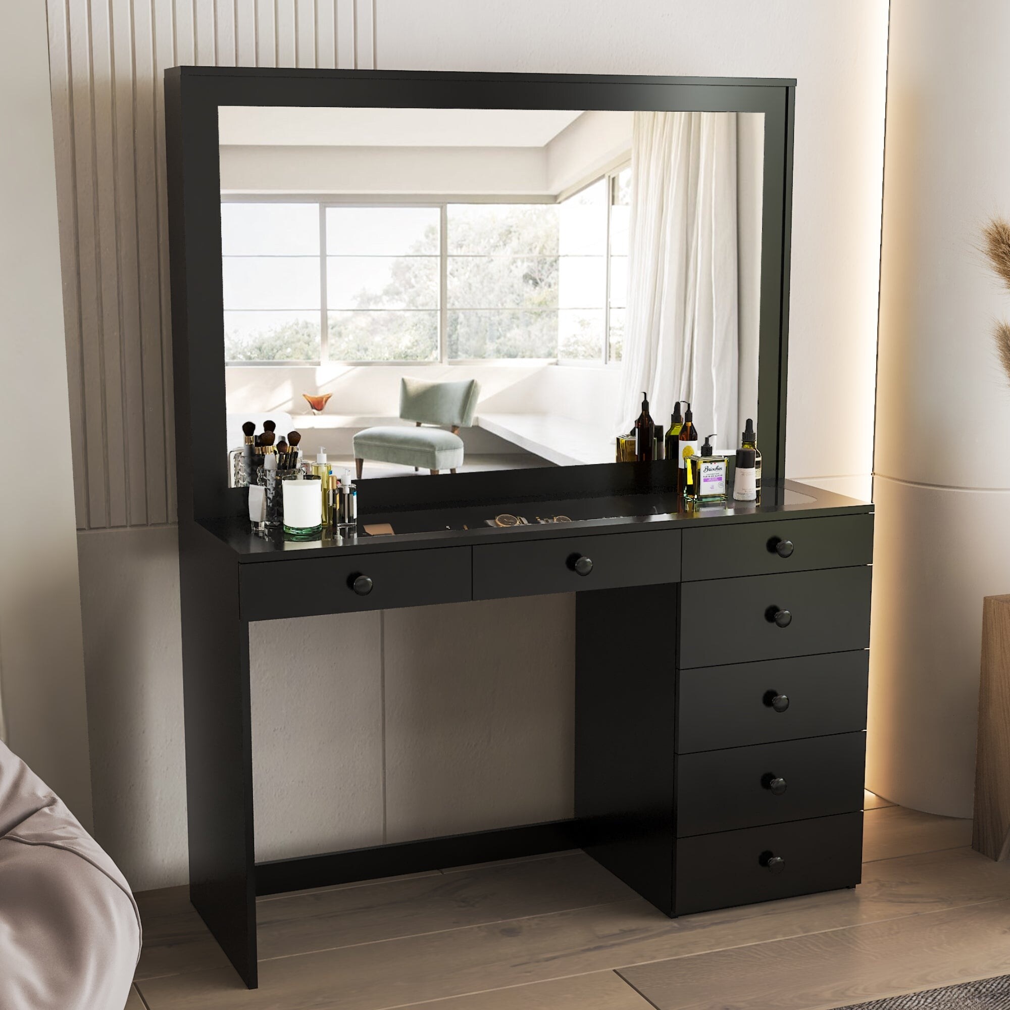 Black top makeup vanities