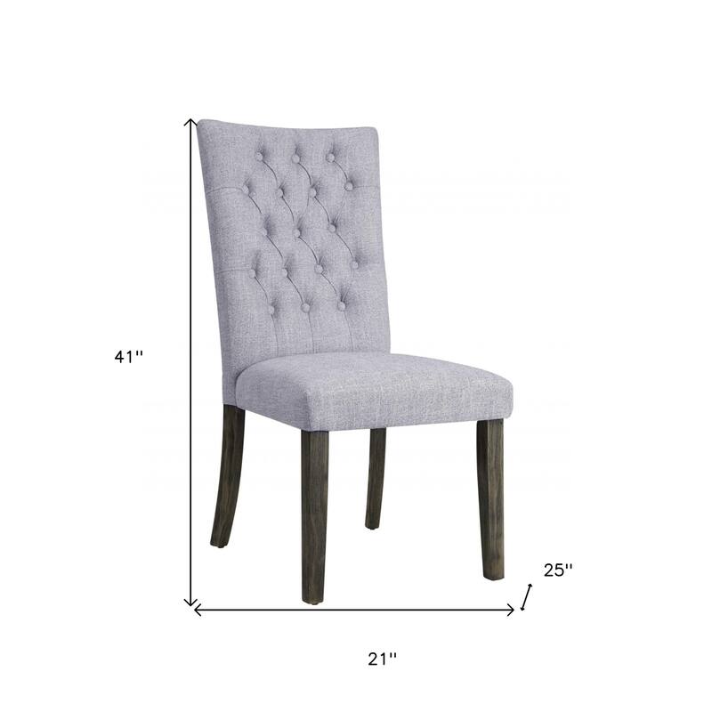 Grey Fabric Tufted Side Chairs with Solid Wood Legs Set of 2 - 21” L x 25” W x 41” H