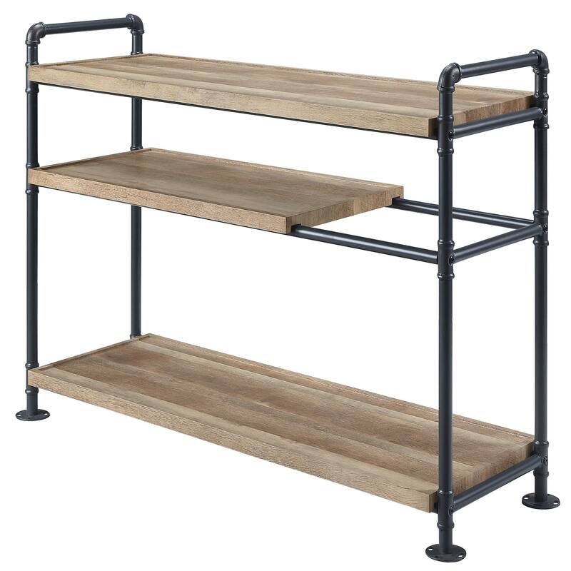 Mankato Oak and Sandy Black 3-Shelf Bookshelf