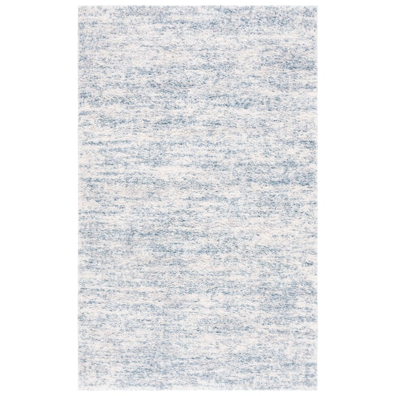 SAFAVIEH Berber Shag Rafaele 1.25-inch Thick Rug - 7' Square - Ivory/Light Aqua - Square