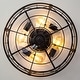 preview thumbnail 93 of 191, 16.5"/18.5"/20"/23.6"/24"/28" Vintage Distressed White Low Profile Caged Ceiling Fan with Light and Remote (7/6/5/3-Blade)