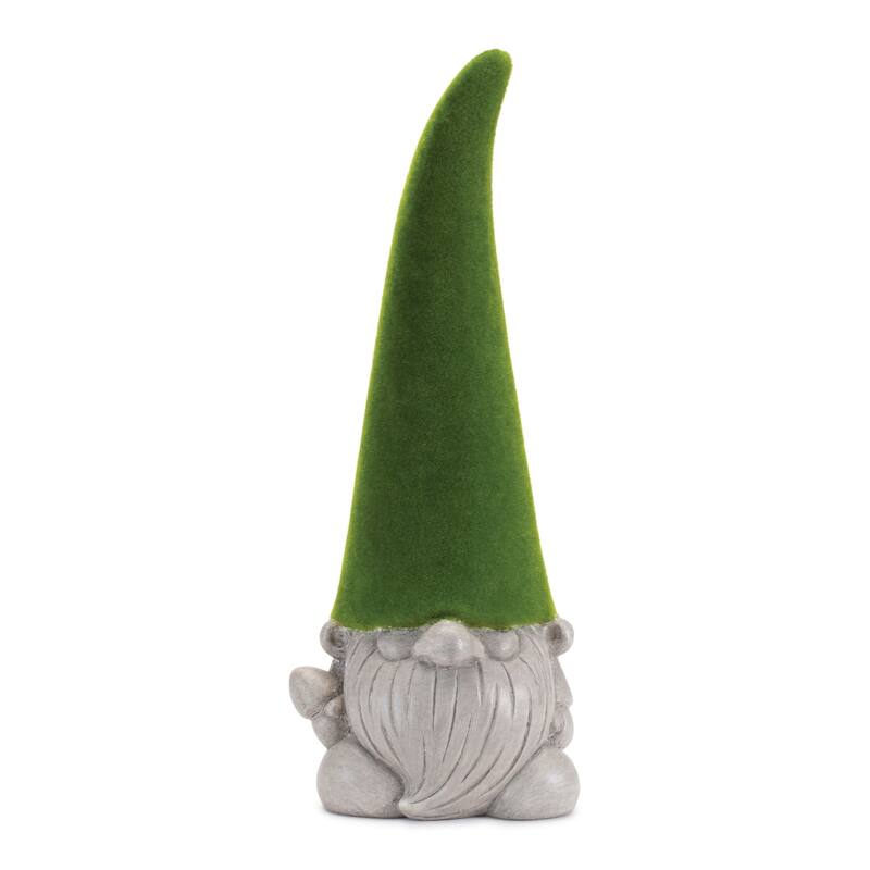 Standing Mossy Gnome Figurines - 16.5" - Green and Gray - Set of 2